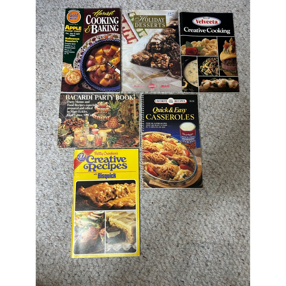 Vintage Recipe Cookbooks Lot: Gold‎ Medal, Bacardi, Velveeta, Bisquick & More